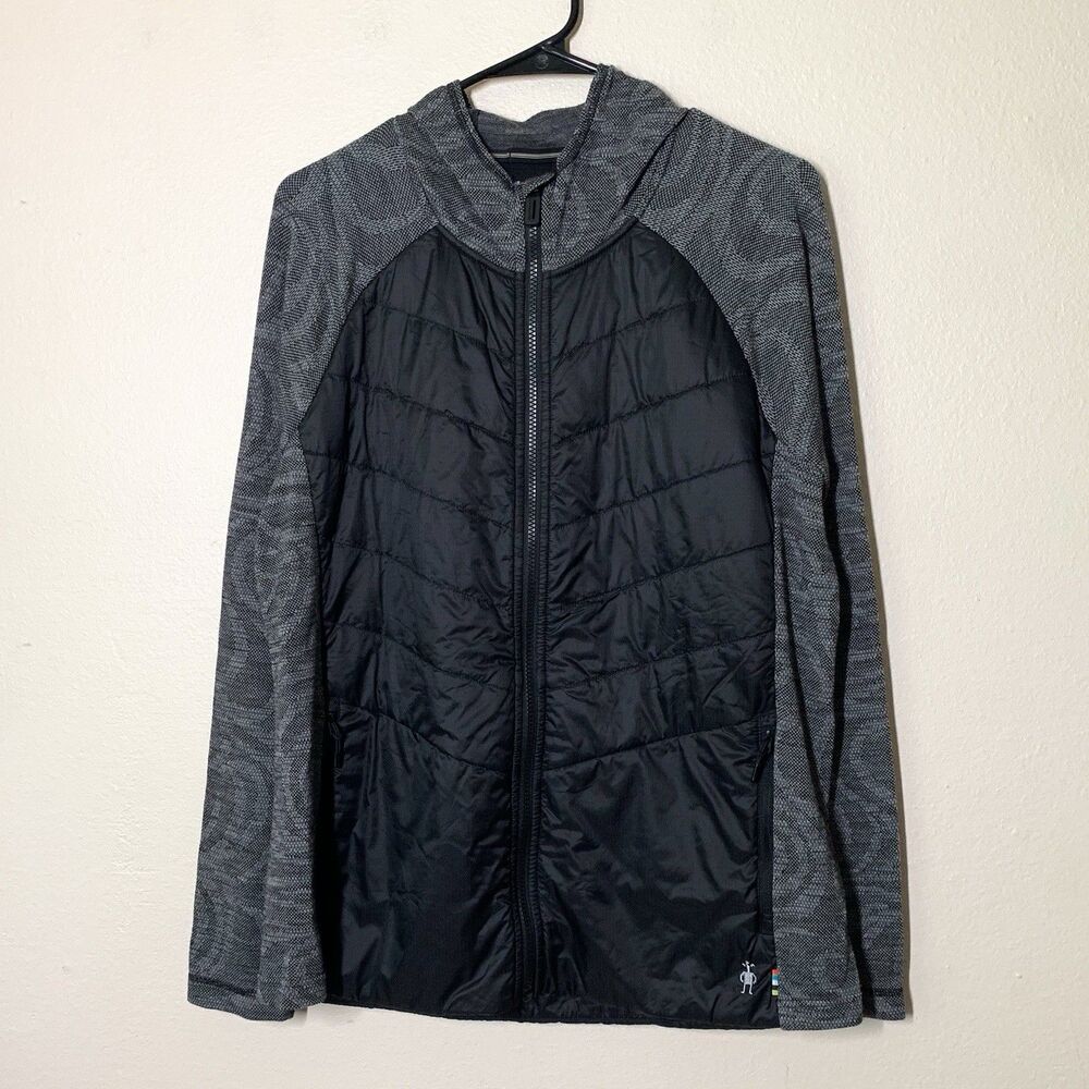 Smartwool Smartloft 60 Hoodie Women's XL Black Gray Lightweight Puffer Knit